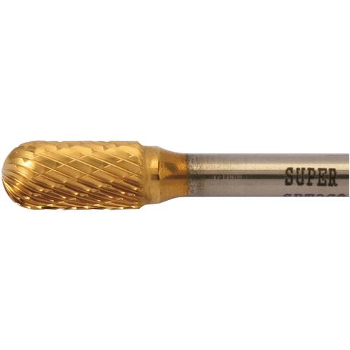 ■スーパー スーパー超硬バー チタンコーティング ロー付タイプ 先丸円筒型(ダブルカット)刃径:9.5mm 軸径:6.0mm〔品番:SBT2C06〕【4515862:0】[店頭受取不可]