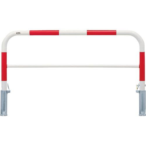 ■サンポール アーチ 車止め 差込式カギ付(スチール) 赤白〔品番:FAH7SK15650RW〕【4530497:0】[送料別途見積り][法人・事業所限定][直送][店頭受取不可]