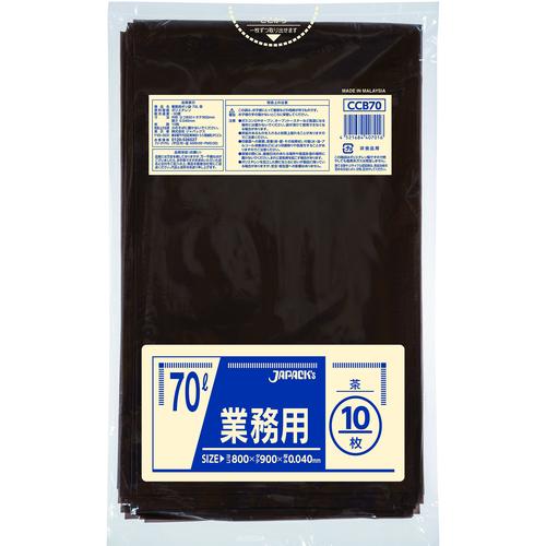 ■ジャパックス カラーポリ袋 70L 10枚 茶 厚み0.04mm《40冊入》〔品番:CCB70〕【4536570×40:0】[送料別途見積り][掲外取寄][店頭受取不可]