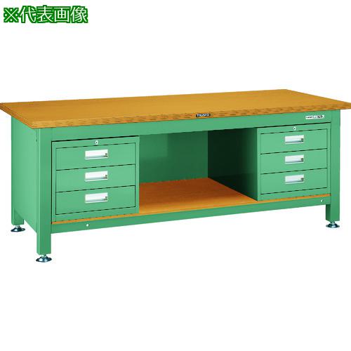 ■TRUSCO 重荷重作業台(3000kg)TWZ型 1800X900XH740 3段引出X2付 グリーン色〔品番:TWZ1809D3D3〕【4547179:0】[法人・事業所限定][直送元][店頭受取不可]｜ホームセンターバロー　店