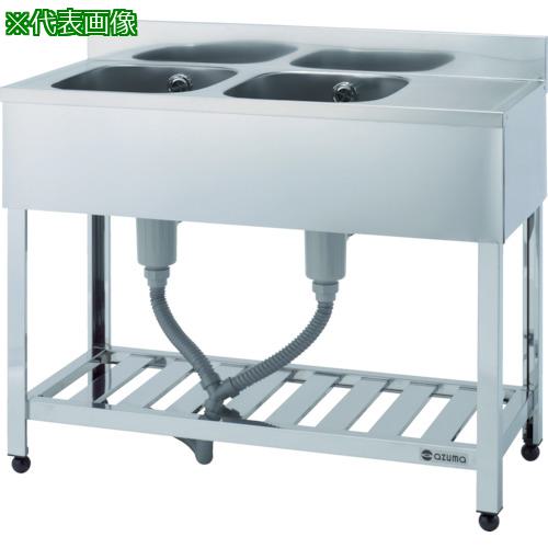 ■アズマ 二槽水切シンク左水槽 1200×450×800〔品番:KPM21200L〕【4552610:0】[法人・事業所限定][直送元][店頭受取不可]