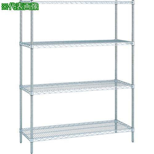 ■ERECTA スーパーシリーズ・ステンレスワイヤーシェルフ 間口1821mm&times;奥行613mm&times;高さ1892mm(PS) DB付 4段〔品番:SLS1820PS1900W4〕【4565151:0】[法人・事業所限定][直送元][店頭受取不可]｜ホームセンターバロー　店