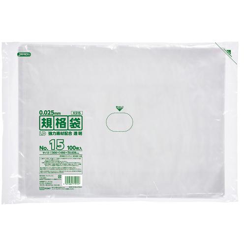 ■ジャパックス LD規格袋 No.15 100枚 透明 厚み0.025mm《20冊入》〔品番:KS15〕【4576229×20:0】[送料別途見積り][掲外取寄][店頭受取不可]