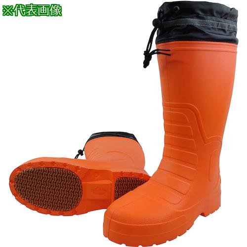 ■喜多 柔らかい防寒EVAラバーブーツ(裏ボア) カバー付 KR8010 オレンジ XL(3L)(27.5~28.0)〔品番:KR8010ORXL〕【4621087:0】[送料別途見積り][掲外取寄][店頭受取不可]