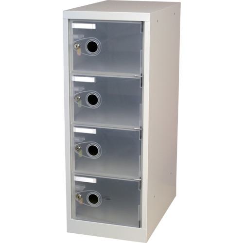 ■TRUSCO スケルトンロッカー 1列X4段 鍵付 クリア〔品番:TSL4KTM〕【4627229:0】[法人・事業所限定][直送元][店頭受取不可]｜ホームセンターバロー　店