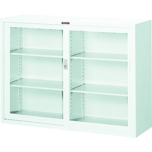 ■TRUSCO スタンダード書庫(D400) ガラス引違 1200XH880 W色〔品番:W304G〕【4627491:0】[法人・事業所限定][直送元][店頭受取不可]