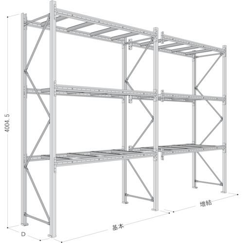 ■NF パレットラック 1ton用連結 奥行800&times;高さ4000&times;有効間口2500mm 最大積載量3000kg〔品番:P640X25A083B〕【4635973:0】[送料別途見積り][法人・事業所限定][直送][店頭受取不可]｜ホームセンターバロー　店