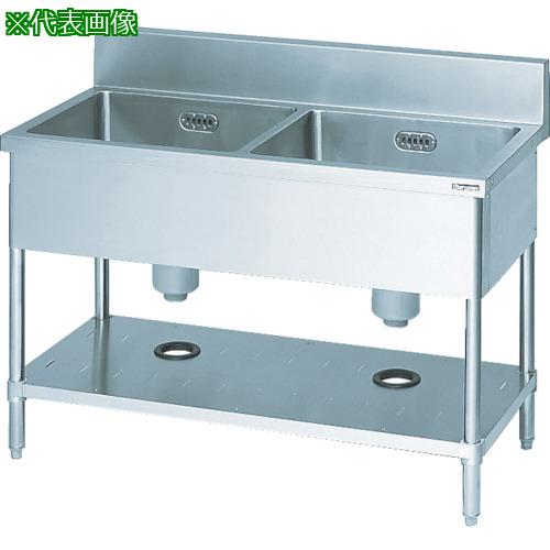 ■Maruzen 二槽シンク900×450×800(ホース付)〔品番:BS2094〕【4655265:0】[法人・事業所限定][直送元][店頭受取不可]