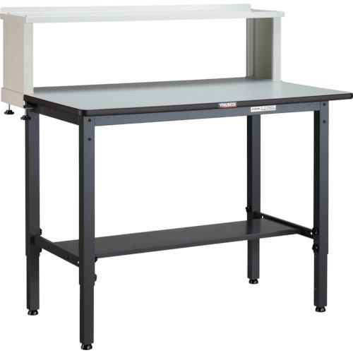 ■TRUSCO 軽荷重作業台高さ調節式(250kg)AWM型 1200X750XH1004~1214(全高) 上棚付 ダークグレー色〔品番:AWMR1275YURB〕【4667867:0】[法人・事業所限定][直送元][店頭受取不可]