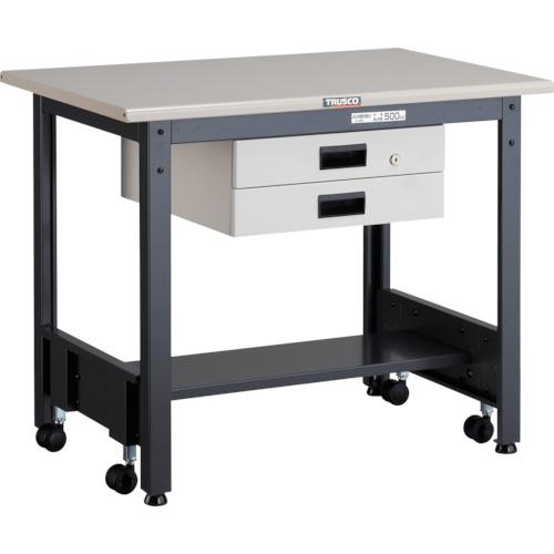 ■TRUSCO 中荷重作業台(500kg)CFW型 900X600XH740 薄型2段引出付 ダークグレー色〔品番:CFWS0960UDK2〕【4668049:0】[法人・事業所限定][直送元][店頭受取不可]