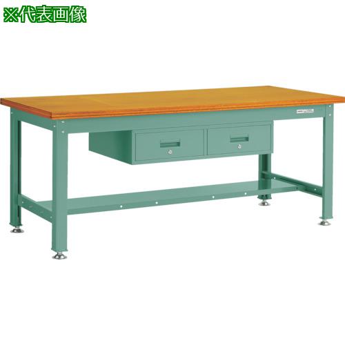 ■TRUSCO 中荷重作業台(2000kg)DW型 1800X900XH740 2列引出付 グリーン色〔品番:DW1809FL2〕【4668367:0】[法人・事業所限定][直送元][店頭受取不可]