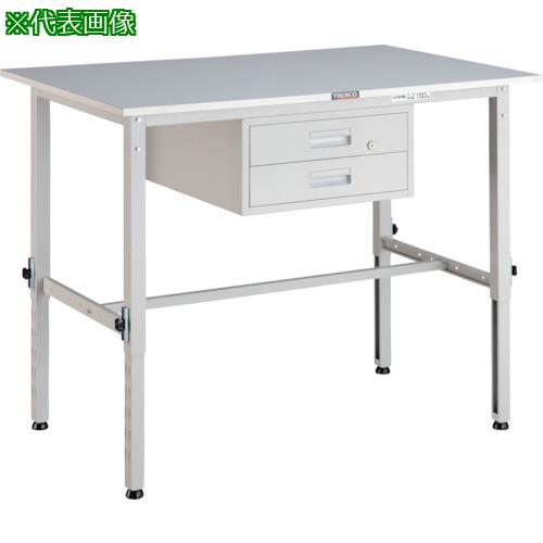 ■TRUSCO 軽荷重作業台高さ調節式(150kg)AEM型 900X600XH650~950 2段引出付 ホワイト色〔品番:RAEM0960F2W〕【4672267:0】[法人・事業所限定][直送元][店頭受取不可]｜ホームセンターバロー　店