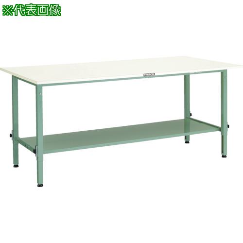 ■TRUSCO 軽荷重作業台高さ調節式(150kg)AEM型 1800X900XH650~950 下棚2枚付 グリーン色〔品番:RAEM1809LT2〕【4672518:0】[法人・事業所限定][直送元][店頭受取不可]