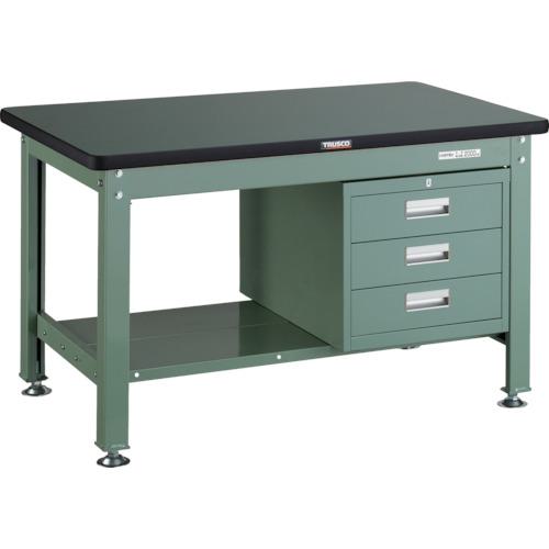 ■TRUSCO 中荷重作業台(2000kg)DW型 1200X750XH740 3段引出付 グリーン色〔品番:RDW1200D3〕【4672569:0】[法人・事業所限定][直送元][店頭受取不可]