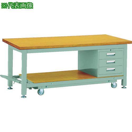 ■TRUSCO 重荷重作業台移動式(3000kg)TWC型 1800X900XH740 3段引出付 グリーン色〔品番:RTWC1809D3〕【4672755:0】[法人・事業所限定][直送元][店頭受取不可]｜ホームセンターバロー　店