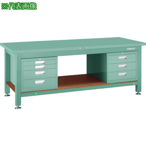 ■TRUSCO 重荷重作業台(3000kg)TW型 1800X750XH740 3段・4段引出付 グリーン色〔品番:STW1800D3D4〕【4673093:0】[法人・事業所限定][直送元][店頭受取不可]