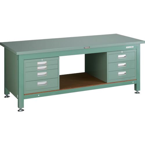■TRUSCO 重荷重作業台(3000kg)TWZ型 1800X750XH740 3段・4段引出付 グリーン色〔品番:STWZ1800D3D4〕【4673212:0】[法人・事業所限定][直送元][店頭受取不可]