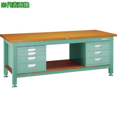 ■TRUSCO 重荷重作業台(3000kg)TW型 1800X900XH740 3段・4段引出付 グリーン色〔品番:TW1809D3D4〕【4673361:0】[法人・事業所限定][直送元][店頭受取不可]