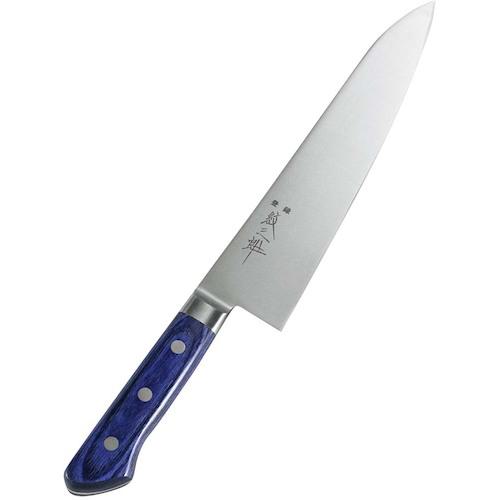 ■EBM 紋三郎 モリブデン鋼 ツバ付 青合板 牛刀 21cm〔品番:1290810〕【4683255:0】[送料別途見積り][掲外取寄][店頭受取不可]