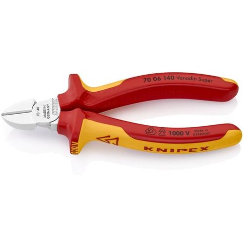 ■KNIPEX 絶縁1000V電工ニッパー 140mm〔品番:7006140〕【4715870:0】[店頭受取不可]