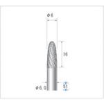 ■ナカニシ チタンコート超硬カッター 砲弾型 ダブルカット φ6×16×軸φ6〔品番:21531〕【4762151:0】[店頭受取不可]