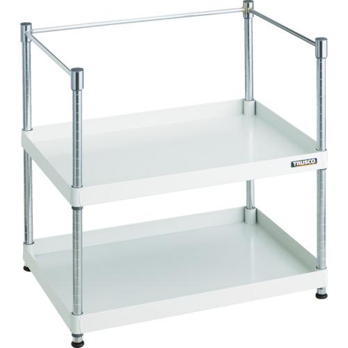 ■TRUSCO スチールラック フェニックスワゴンラック型 抗菌750X500 3方枠付 ホワイト〔品番:PEWR972KW〕【4885465:0】[直送DS][店頭受取不可]｜ホームセンターバロー　店