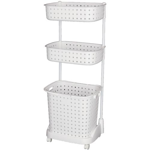■JEJアステージ レクエアランドリーバスケット3段 ホワイト《4個入》〔品番:641746〕【5001264×4:0】[送料別途見積り][法人・事業所限定][外直送][店頭受取不可]