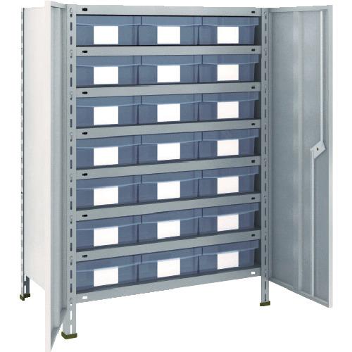 ■TRUSCO スチールラック 軽量棚扉付 875X450X1200樹脂引出透明大X21 ネオグレー〔品番:43XT808D7〕【5042763:0】[直送DS][店頭受取不可]