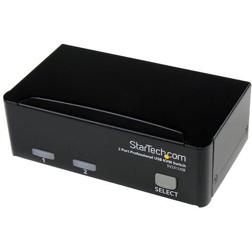 ■StarTech KVMスイッチ/2ポート/1画面/VGA/1920x1440/USBハブ/ケーブル付〔品番:SV231USB〕【5043009:0】[法人・事業所限定][外直送元][店頭受取不可]
