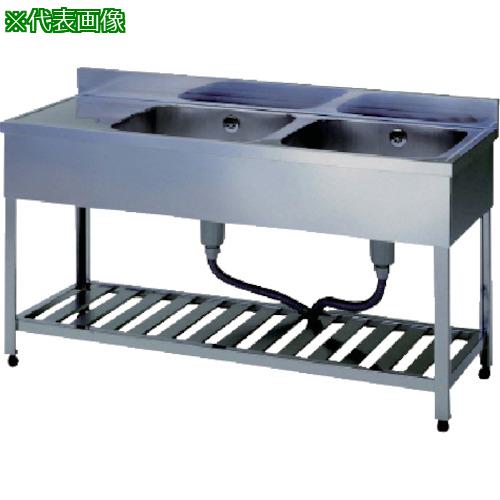 ■アズマ 二槽水切シンクBG無ホース付右シンク 1200×600×800〔品番:HPMC21200R〕【5110441:0】[法人・事業所限定][直送元][店頭受取不可]
