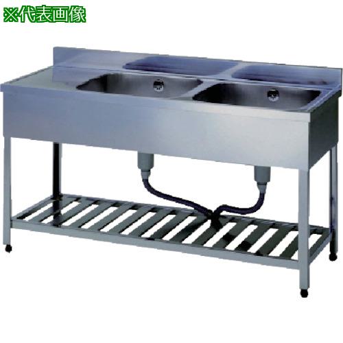 ■アズマ 二槽水切シンクBG無ホース付左水槽 1200×450×800〔品番:KPMC21200L〕【5111790:0】[法人・事業所限定][直送元][店頭受取不可]