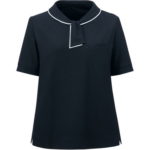 ■GROW ポロシャツ 半袖 紺 レディース 事務服 ネイビー LL〔品番:GCSL2303K3LL〕【5213125:0】[送料別途見積り][掲外取寄][店頭受取不可]