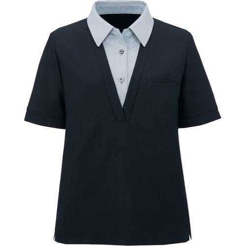 ■GROW ポロシャツ 半袖 紺 レディース 事務服 ネイビー L〔品番:GCSL2304K3L〕【5216226:0】[送料別途見積り][掲外取寄][店頭受取不可]
