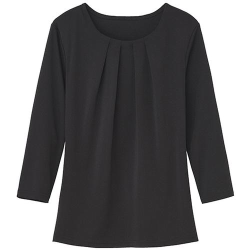 ■GROW カットソー 七分袖 レディース Uネック 事務服 ブラック 3L〔品番:GCSL1970B93L〕【5266160:0】[送料別途見積り][掲外取寄][店頭受取不可]