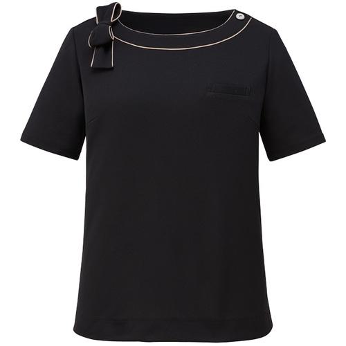 ■GROW カットソー 半袖 レディース Uネック 事務服 ブラック LL〔品番:GCSL1907B9LL〕【5266197:0】[送料別途見積り][掲外取寄][店頭受取不可]