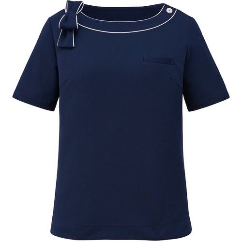■GROW カットソー 半袖 レディース Uネック 事務服 ネイビー M〔品番:GCSL1907K3M〕【5269317:0】[送料別途見積り][掲外取寄][店頭受取不可]
