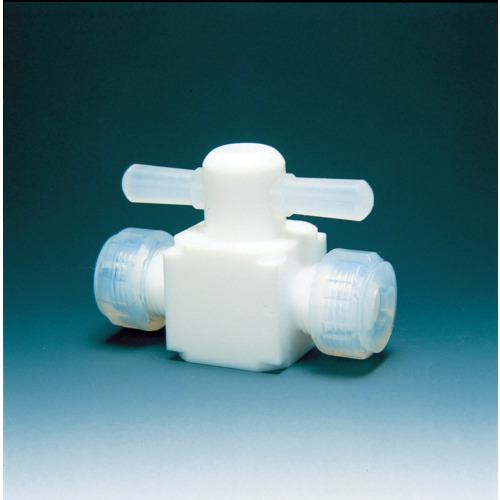 ■フロンケミカル フッ素樹脂(PTFE)二方バルブ圧入型 φ3/8〔品番:NR0003006〕【5294552:0】[送料別途見積り][掲外取寄][店頭受取不可]