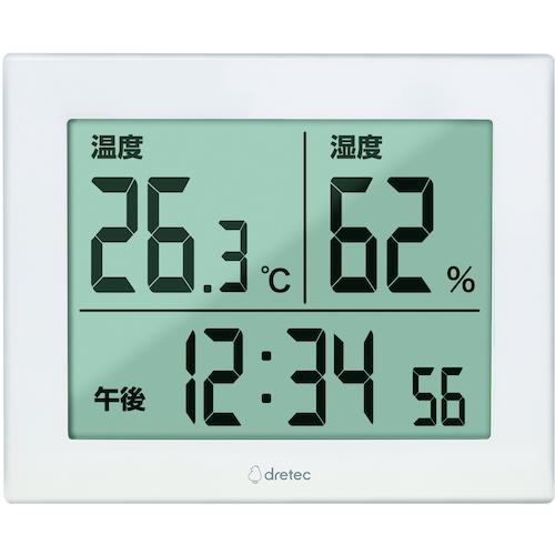 ■dretec 大画面温湿度計「ハキミエ」〔品番:O506WT〕【5308162:0】[送料別途見積り][法人・事業所限定][外直送][店頭受取不可]