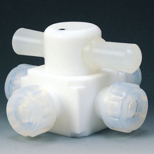 ■フロンケミカル フッ素樹脂(PTFE)四方バルブ圧入型 φ3/8〔品番:NR0005006〕【5313412:0】[送料別途見積り][掲外取寄][店頭受取不可]｜ホームセンターバロー　店