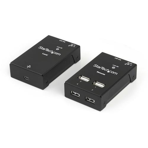 ■StarTech USBエクステンダー/4ポート/USB 2.0/40m(Cat5)50m(Cat6)/LANケーブル使用/延長器〔品番:USB2004EXTV〕【5374275:0】[法人・事業所限定][外直送元][店頭受取不可]