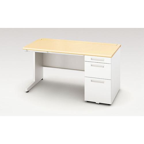 ■NAIKI 片袖デスク(ロングストローク XEHH型/天板:シルクウッド 本体:クリアーホワイト/W1400×D800×H720〔品番:XEHH148KWS〕【5440290:0】[送料別途見積り][法人・事業所限定][外直送][店頭受取不可]