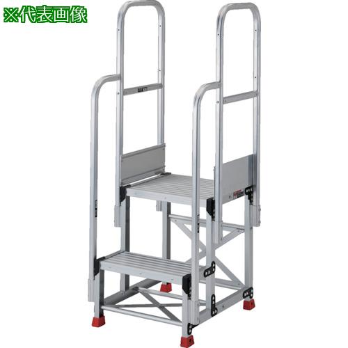 ■TRUSCO アルミ製作業用踏台 2段 高さ0.6m 天板寸法600&times;400 段高300mm 階段両手すり付き〔品番:TSF266TR300〕【5520416:0】[店頭受取不可]｜ホームセンターバロー　店