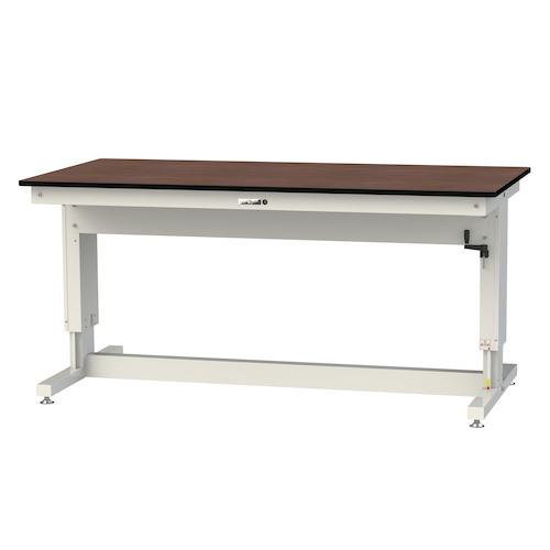 ■ヤマテック 昇降式作業台 ワークテーブル 昇降タイプ(3方ハンドル仕様) メラミン天板 W1800×D900×H715~1015mm シルキーホワイト色〔品番:SSM1890AMW〕【5639428:0】[法人・事業所限定][外直送元][店頭受取不可]