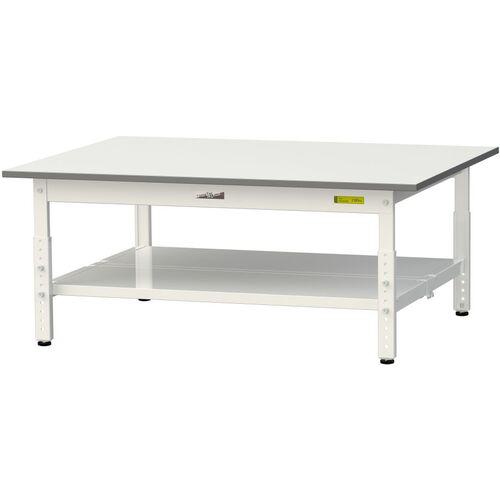 ■ヤマテック 軽量作業台 ワークテーブル150シリーズ 高さ調整タイプ低床用 全面棚付 低圧メラミン天板 W1200&times;D900&times;H400~H575mm シルキーホワイト〔品番:SUPAL1290TTWW〕【5639447:0】[法人・事業所限定][直送元][店頭受取不可]｜ホームセンターバロー　店