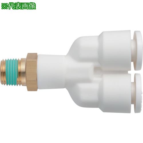 ■潤工社 ワンタッチ継手Wシリーズ メールYコネクター 10mm PT1/4《20個入》〔品番:WYA1002〕【5724577×20:0】[送料別途見積り][掲外取寄][店頭受取不可]