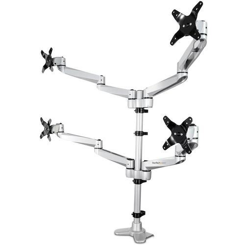 ■StarTech モニターアーム/上下左右4画面/最大30インチ/耐荷重11.2kg(各液晶)/多関節/PC ディスプレイアーム〔品番:ARMQUADPS〕【5724954:0】[法人・事業所限定][外直送元][店頭受取不可]