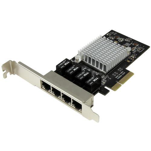 ■StarTech ネットワークアダプターカード/PCI Express x4/4ポート/ギガビット RJ45 LAN カード〔品番:ST4000SPEXI〕【5743759:0】[法人・事業所限定][外直送元][店頭受取不可]