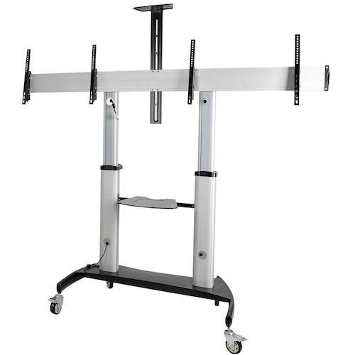 ■StarTech テレビスタンド/移動式/2画面/37 - 60インチ/VESA/耐荷重各50kg/棚板付/キャスター付/壁寄TVスタンド〔品番:STNDMTVDUO〕【5745334:0】[法人・事業所限定][外直送元][店頭受取不可]