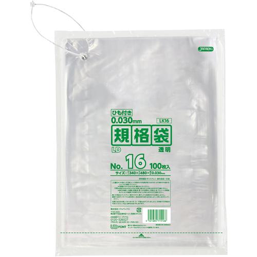 ■ジャパックス LD規格袋 0.030mm No.16 ひも付き《15冊入》〔品番:LK16〕【5778706×15:0】[送料別途見積り][掲外取寄][店頭受取不可]