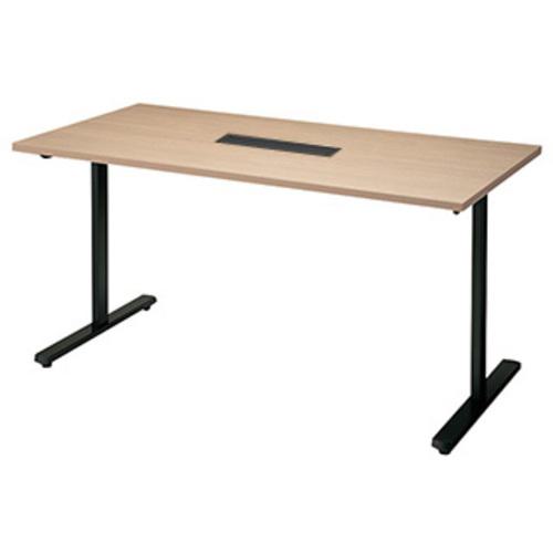 ■NAIKI ミーティングテーブル(配線付/直線テーブル) モプト MP型/天板:サンドオーク 脚:ブラック/W1500×D750×H720〔品番:MP1575HBSO〕【5796183:0】[送料別途見積り][法人・事業所限定][外直送][店頭受取不可] 54,648円